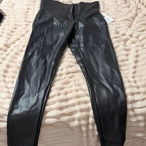 Faux Leather Black High-Waist Leggings